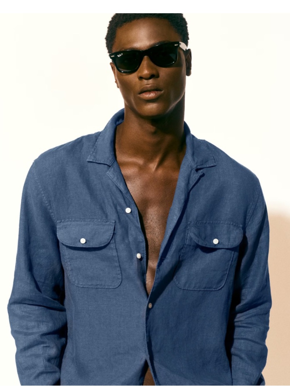 J crew faded pilot Camp-collar linen shirt